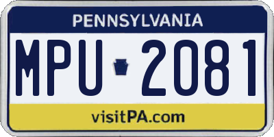 PA license plate MPU2081