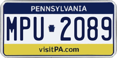 PA license plate MPU2089