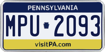 PA license plate MPU2093