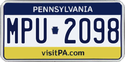 PA license plate MPU2098