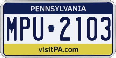 PA license plate MPU2103