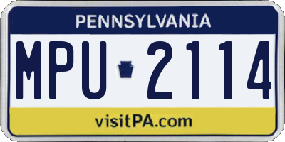 PA license plate MPU2114