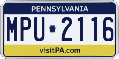 PA license plate MPU2116