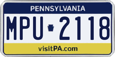 PA license plate MPU2118