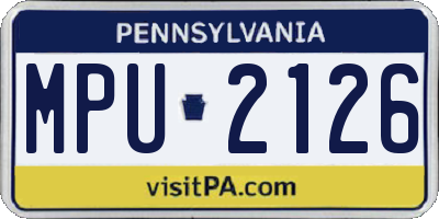 PA license plate MPU2126