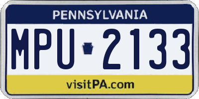 PA license plate MPU2133