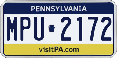 PA license plate MPU2172