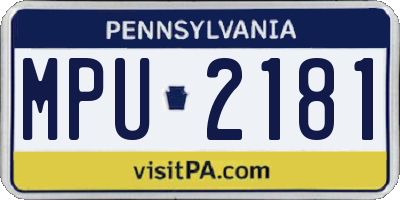 PA license plate MPU2181