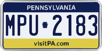 PA license plate MPU2183