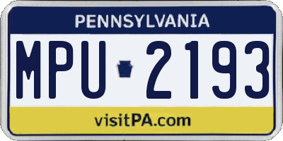 PA license plate MPU2193