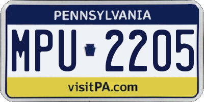 PA license plate MPU2205