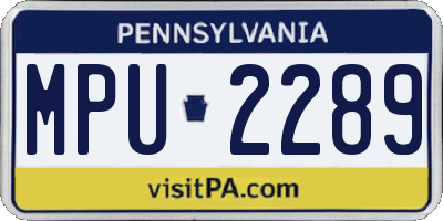 PA license plate MPU2289
