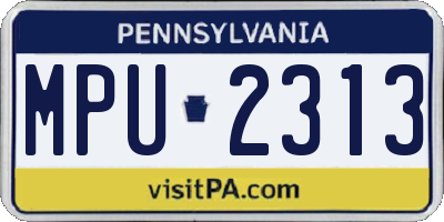 PA license plate MPU2313