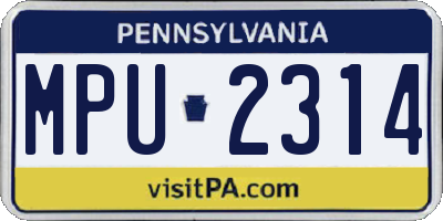 PA license plate MPU2314