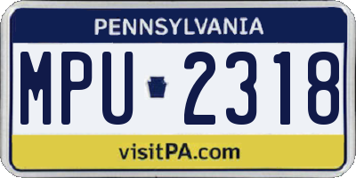 PA license plate MPU2318
