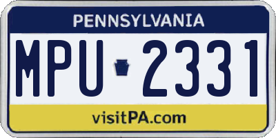 PA license plate MPU2331