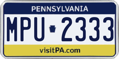 PA license plate MPU2333