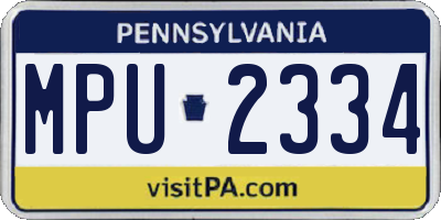 PA license plate MPU2334