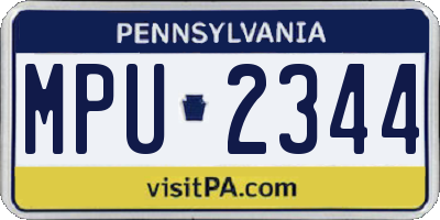 PA license plate MPU2344
