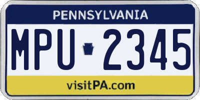 PA license plate MPU2345