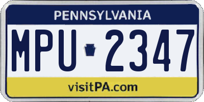 PA license plate MPU2347