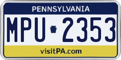 PA license plate MPU2353