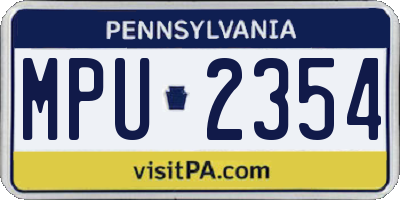 PA license plate MPU2354