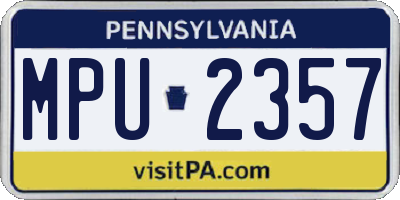 PA license plate MPU2357