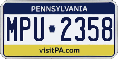 PA license plate MPU2358