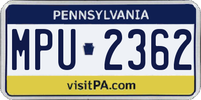 PA license plate MPU2362