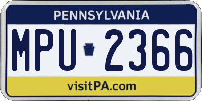 PA license plate MPU2366