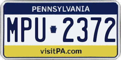 PA license plate MPU2372