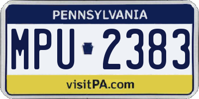 PA license plate MPU2383