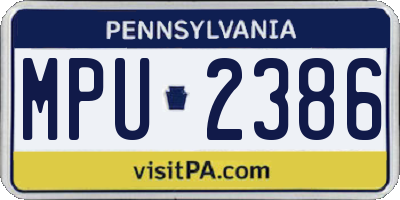 PA license plate MPU2386