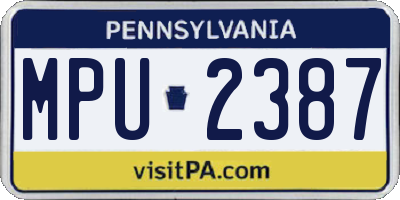 PA license plate MPU2387