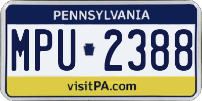 PA license plate MPU2388