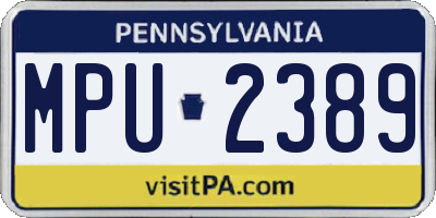 PA license plate MPU2389