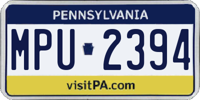 PA license plate MPU2394