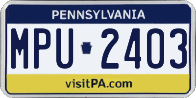 PA license plate MPU2403