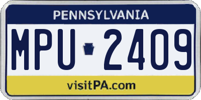 PA license plate MPU2409
