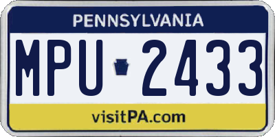 PA license plate MPU2433