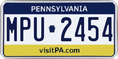 PA license plate MPU2454