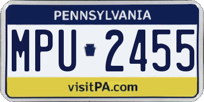 PA license plate MPU2455