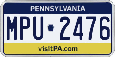 PA license plate MPU2476