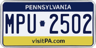 PA license plate MPU2502