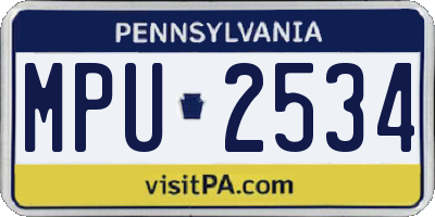 PA license plate MPU2534