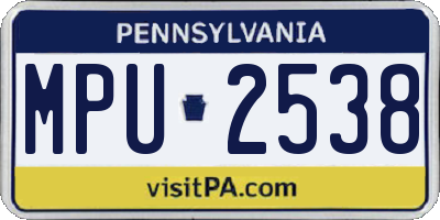 PA license plate MPU2538