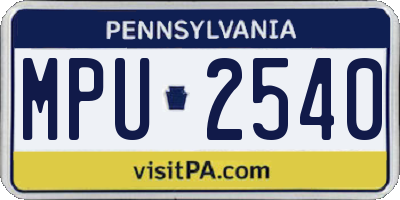 PA license plate MPU2540