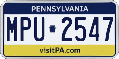 PA license plate MPU2547
