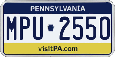 PA license plate MPU2550